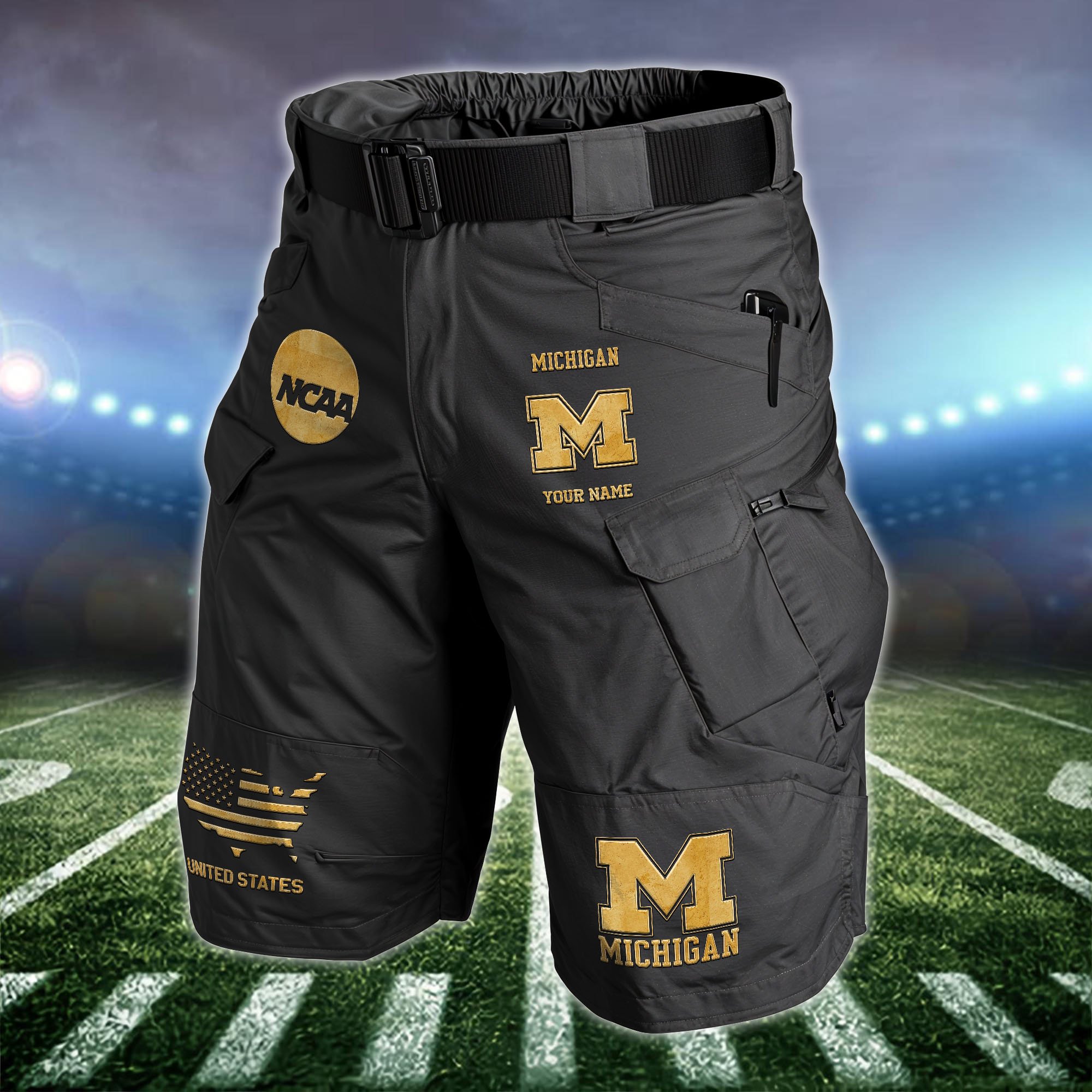 Michigan Wolverines  Men Cargo Shorts Custom Your Name, Football Lovers Clothings, Gifts For Football Lovers  EHIVM-59960